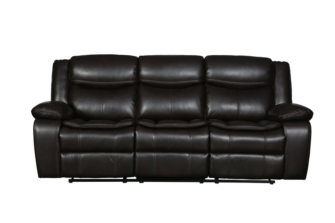 Transitional Leather Air Reclining Sofa Brown Foam Leather