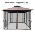 10X10 Ft Patio Double Roof Gazebo Replacement Canopy Top Fabric,Brown Brown Polyester