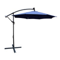 10 Ft Outdoor Patio Umbrella Solar Powered Led Lighted Sun Shade Market Waterproof 8 Ribs Umbrella With Crank And Cross Base For Garden Deck Backyard Pool Shade Outside Deck Swimming Pool Navy Blue