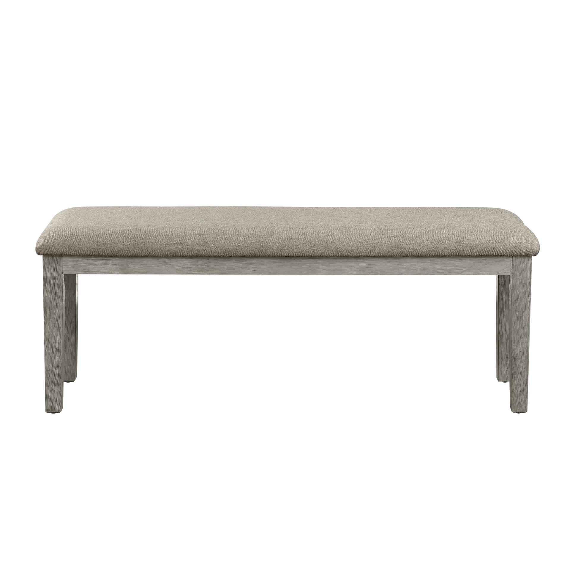 Fabric Upholstered Seat 1Pc Bench Wire Brushed Light Gray Finish Wooden Frame Dining Room Furniture Gray Dining Room Casual Wood