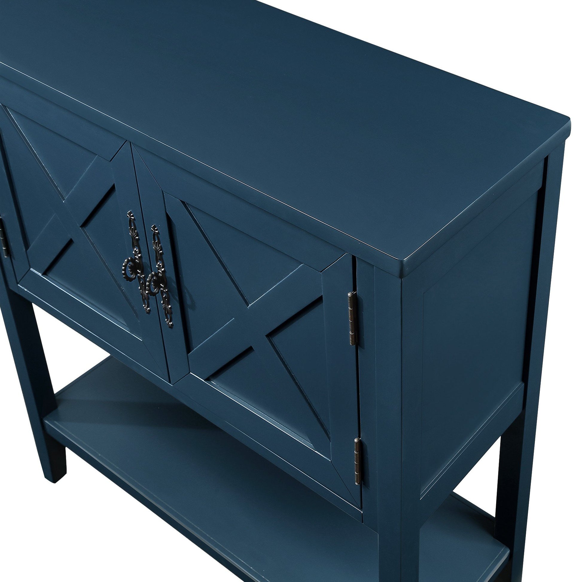 35'' Farmhouse Wood Buffet Sideboard Console Table With Bottom Shelf And 2 Door Cabinet, For Living Room, Entryway,Kitchen Dining Room Furniture Navy Blue Navy Blue Pine
