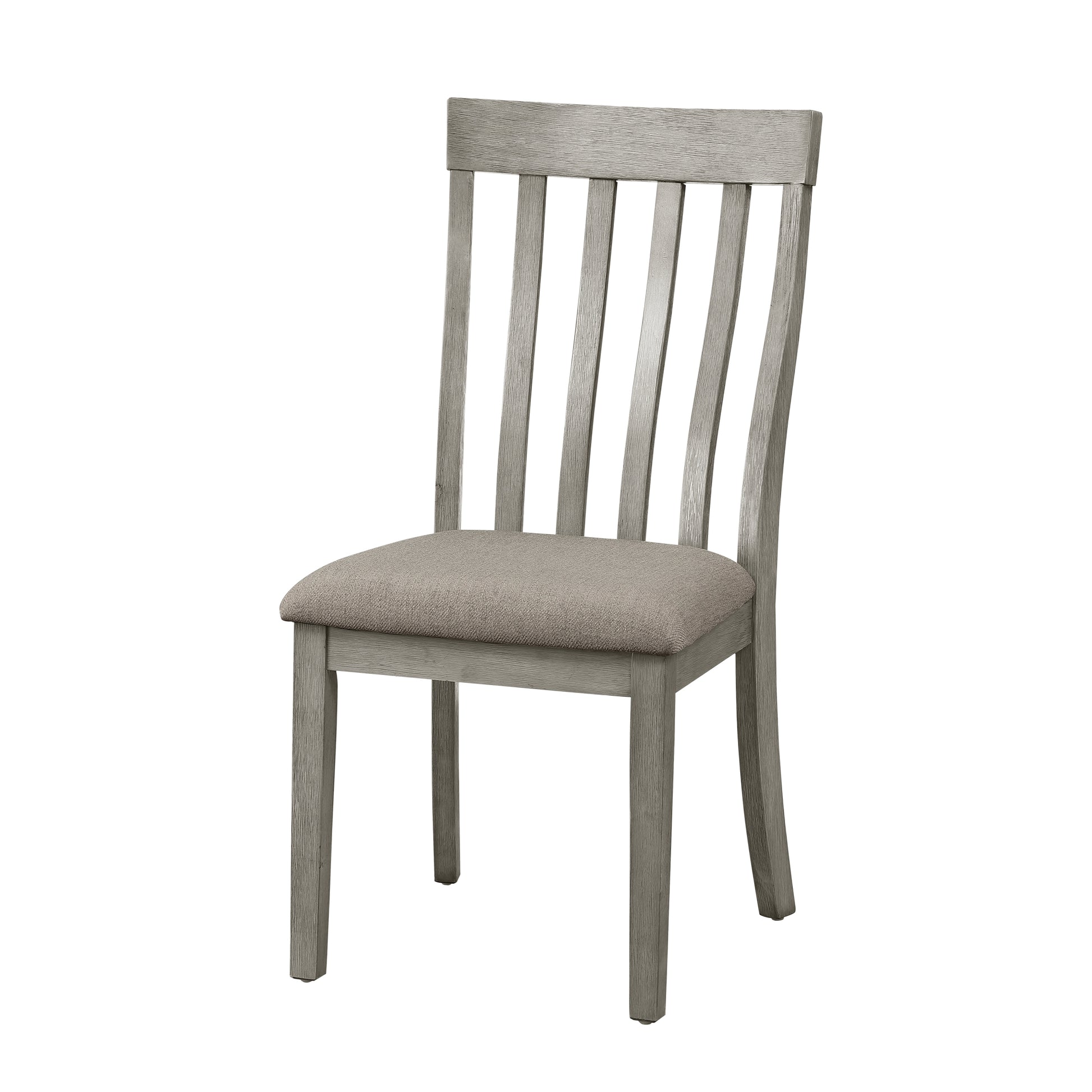 Dining Room Furniture Side Chairs 2Pc Set Wire Brushed Light Gray Finish Vertical Slat Back Design Wooden Chairs Set Gray Dining Room Casual Side Chair Wood