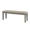 Fabric Upholstered Seat 1Pc Bench Wire Brushed Light Gray Finish Wooden Frame Dining Room Furniture Gray Dining Room Casual Wood