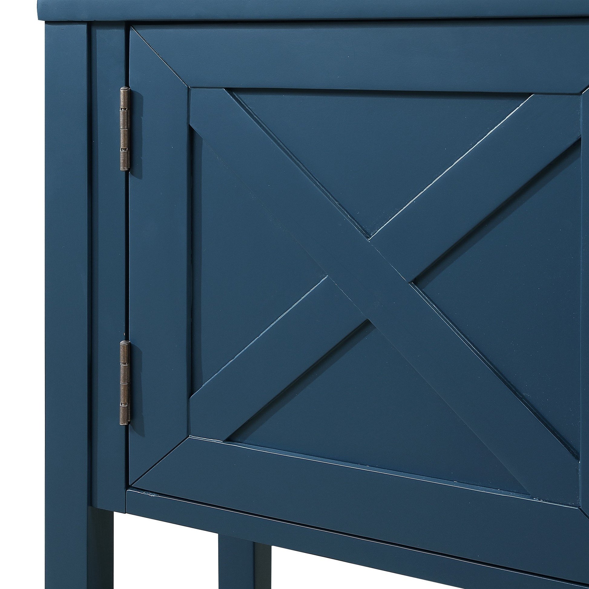 35'' Farmhouse Wood Buffet Sideboard Console Table With Bottom Shelf And 2 Door Cabinet, For Living Room, Entryway,Kitchen Dining Room Furniture Navy Blue Navy Blue Pine