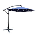 10 Ft Outdoor Patio Umbrella Solar Powered Led Lighted Sun Shade Market Waterproof 8 Ribs Umbrella With Crank And Cross Base For Garden Deck Backyard Pool Shade Outside Deck Swimming Pool Navy Blue