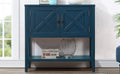 35'' Farmhouse Wood Buffet Sideboard Console Table With Bottom Shelf And 2 Door Cabinet, For Living Room, Entryway,Kitchen Dining Room Furniture Navy Blue Navy Blue Pine