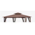 10X10 Ft Patio Double Roof Gazebo Replacement Canopy Top Fabric,Brown Brown Polyester