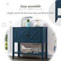 35'' Farmhouse Wood Buffet Sideboard Console Table With Bottom Shelf And 2 Door Cabinet, For Living Room, Entryway,Kitchen Dining Room Furniture Navy Blue Navy Blue Pine