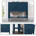 35'' Farmhouse Wood Buffet Sideboard Console Table With Bottom Shelf And 2 Door Cabinet, For Living Room, Entryway,Kitchen Dining Room Furniture Navy Blue Navy Blue Pine