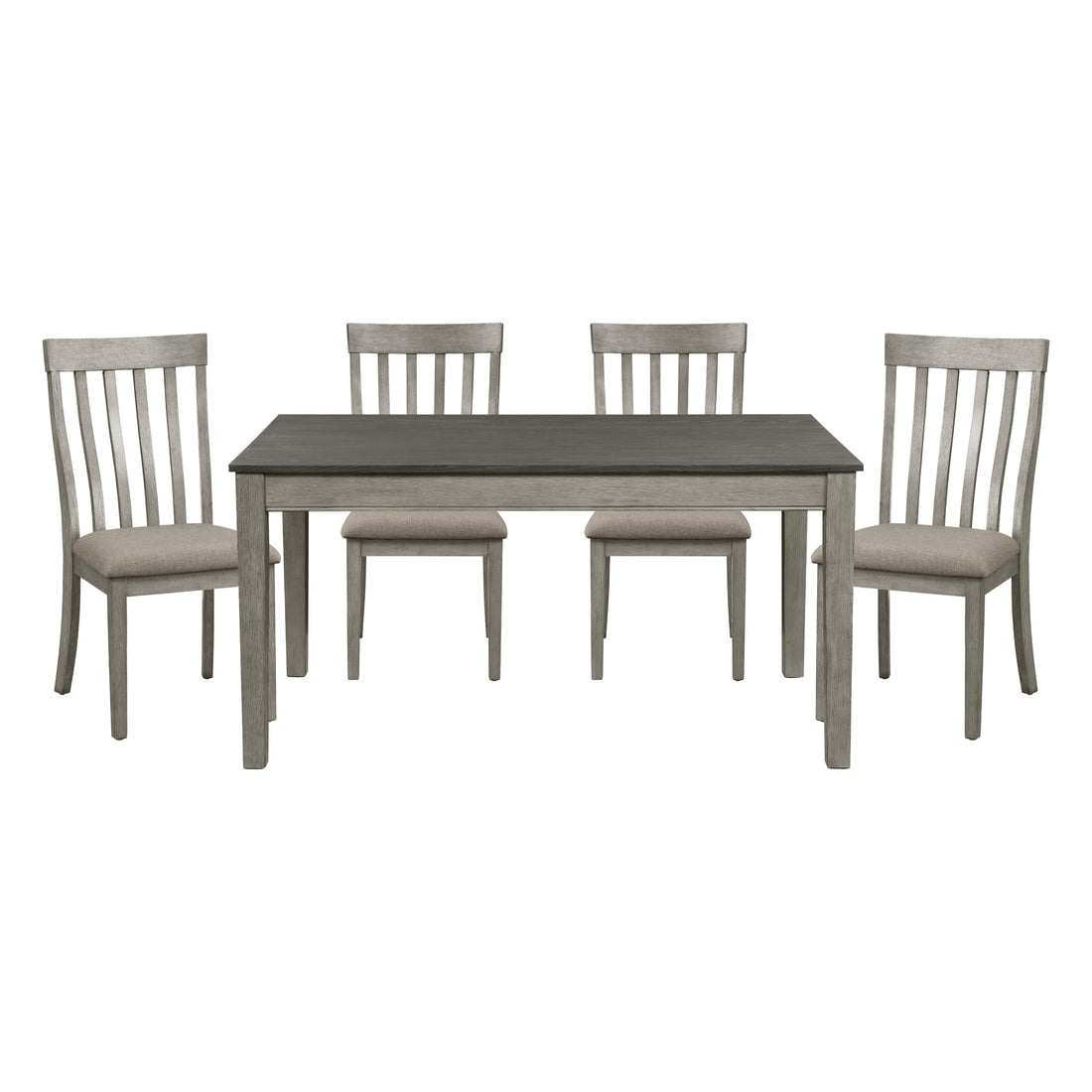 Country Casual Styling 5Pc Dining Set Dining Table With Drawers And 4X Side Chairs Light Gray Finish Wooden Contemporary Furniture Wood Wood Gray Seats 4 Wood Dining Room 60 Inches Casual 4 Leg Rectangular Dining Table With Chair Wood