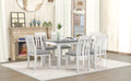 Retro Style 7 Piece Dining Table Set With Extendable Table And 6 Upholstered Chairs Gray White White Gray Solid Wood