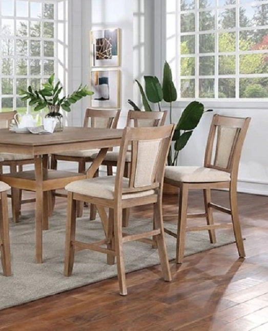 Transitional Set Of 2 Counter Height Chairs Natural Tone And Beige Solid Wood Chair Paddedupholstered Seat Kitchen Dining Room Furniture Natural Dining Room Modern,Transitional Side Chair Solid Wood