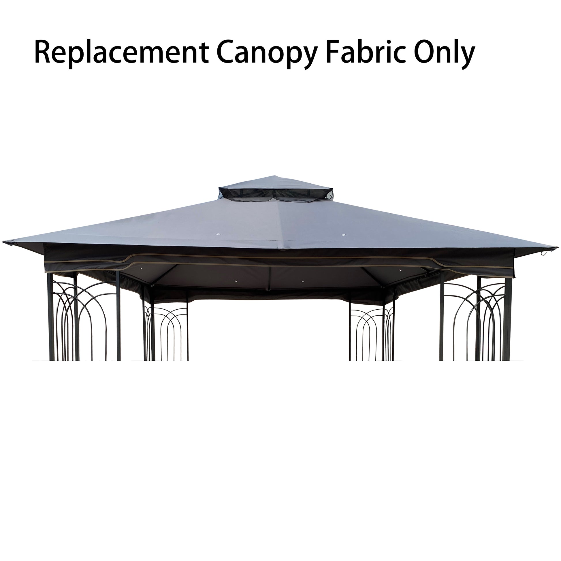 10X10 Ft Patio Double Roof Gazebo Replacement Canopy Top Fabric, Gray Gray Polyester