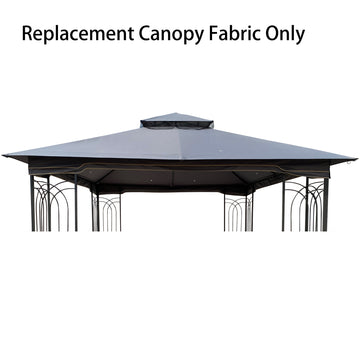 10X10 Ft Patio Double Roof Gazebo Replacement Canopy Top Fabric, Gray Gray Polyester