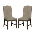 Transitional Set Of 2 Side Chairs Espresso Warm Gray Nail Heads Solid Wood Chair Fabric Upholstered Padded Seat Kitchen Rustic Dining Room Furniture Espresso Dining Room Contemporary,Modern Dining Chairs Rubberwood Solid Back Solid Wood