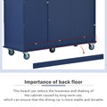 Rolling Mobile Kitchen Island With Drop Leaf Solid Wood Top, Locking Wheels & Storage Cabinet 52.7 Inch Width Dark Blue Blue Mdf