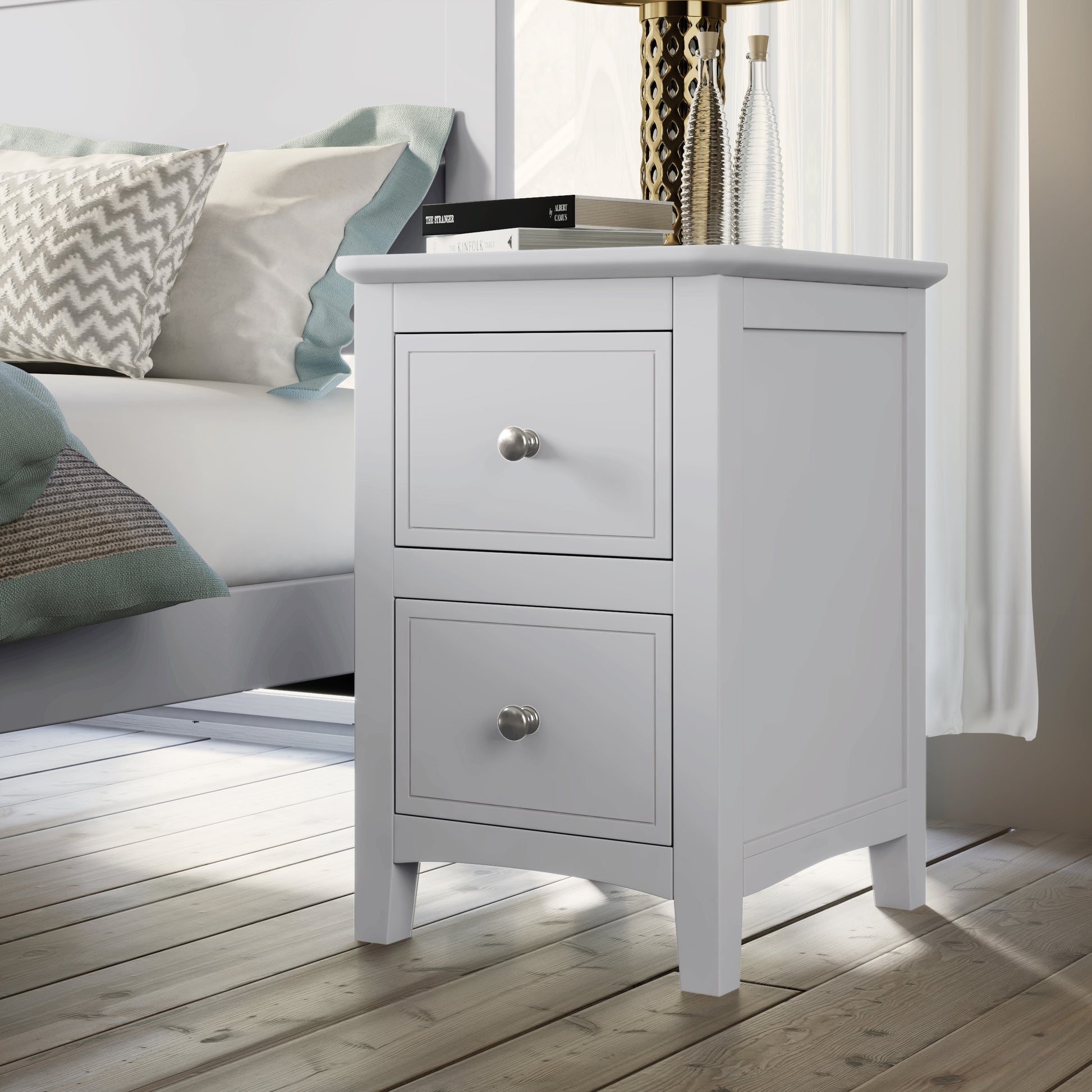 White Solid Wood 5 Pieces Queen Bedroom Sets Bed Nightstand*2 Chest Dresser Old Sku:Bs515101Aak Queen White 5 Piece Set Solid Wood