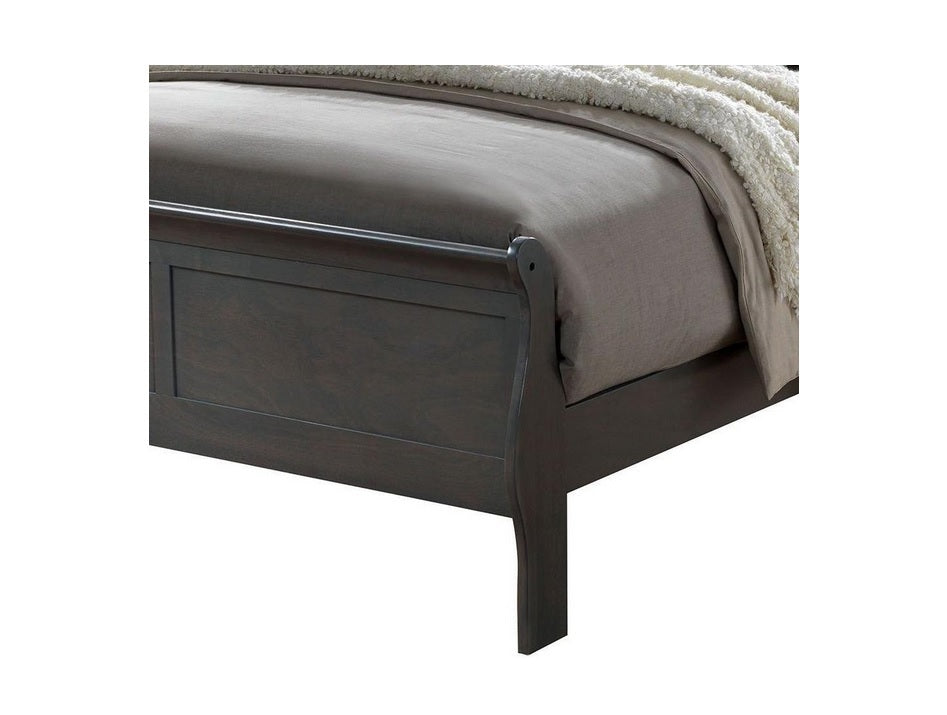 Classic Contemporary Eastern King Size Bed Gray Louis Phillipe Solidwood 1Pc Bed Bedroom Sleigh Bed Box Spring Required King Gray Wood Gray Bedroom Contemporary,Modern Rubberwood Bed Frame Solid Wood