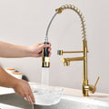 Commercial Pull Down Kitchen Sink Faucet Single Handle Modern Kitchen Faucets Polished Golden Stainless Steel