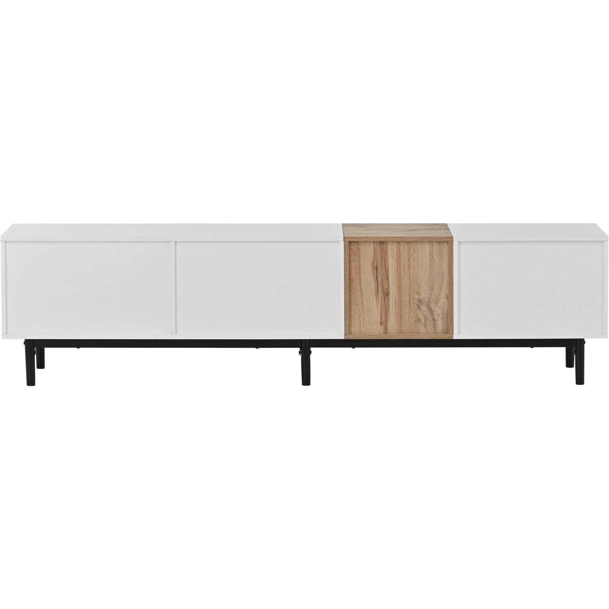 Modern Tv Stand For 80'' Tv With 3 Doors, Media Console Table, Entertainment Center With Large Storage Cabinet For Living Room, Bedroom White Mdf