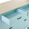 Kitchen Island Cart With 4 Door Cabinet And Two Drawers And 2 Locking Wheels Solid Wood Top, Adjustable Shelves, Spice & Towel Rack Mint Green Green Mdf