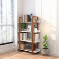 Multifuction Bookcase With Solid Wood Frame,Mix Color Plant Standing For Home Decro White Solid Wood Mdf