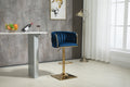 Coolmore Vintage Bar Stools With Back And Footrest Counter Height Dining Chairs 1 Pc Cnt Navy Velvet