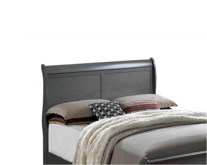 Classic Contemporary California King Size Bed Gray Louis Phillipe Solidwood 1Pc Bed Bedroom Sleigh Bed Box Spring Required California King Gray Wood Gray Bedroom Contemporary,Modern Rubberwood Bed Frame Solid Wood