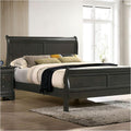 Classic Contemporary California King Size Bed Gray Louis Phillipe Solidwood 1Pc Bed Bedroom Sleigh Bed Box Spring Required California King Gray Wood Gray Bedroom Contemporary,Modern Rubberwood Bed Frame Solid Wood