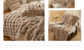 Large Cream Throw Blanket For Couch And For Bed, Soft And Cozy As Rabbit Fur Light Brown Fabric