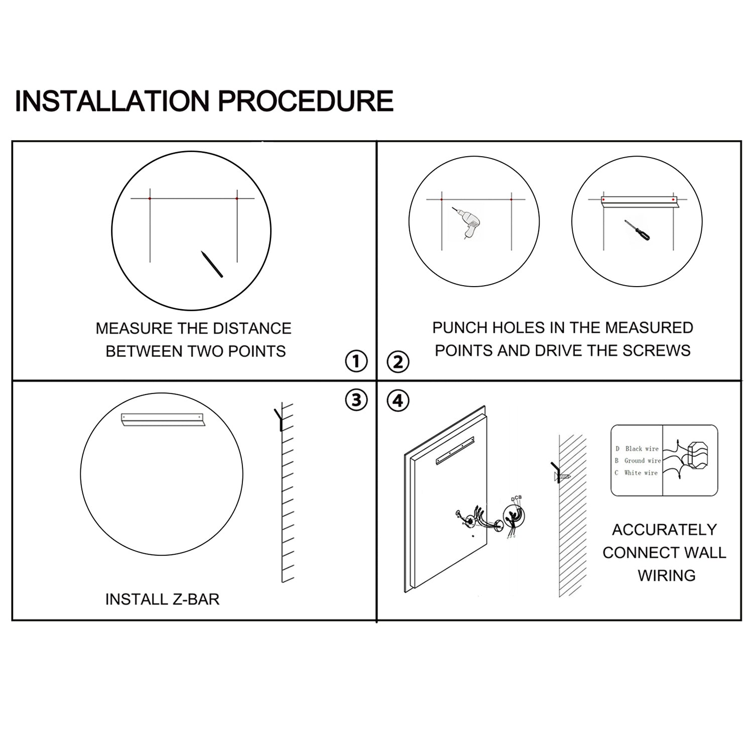 24 Inch Led Round Bathroom Mirror Transparent Glass