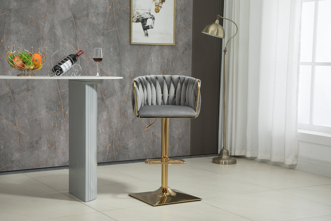 Coolmore Vintage Bar Stools With Back And Footrest Counter Height Dining Chairs 1 Pc Cnt Gray Velvet