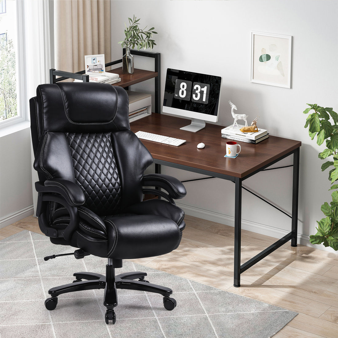 Office Chair.Heavy And Tall Adjustable Executive Big And Tall Office Chair Black Foam Pu