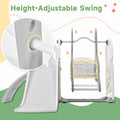 Toddler Slide And Swing Set 5 In 1, Kids Playground Climber Slide Playset With Basketball Hoop Freestanding Combination For Babies Indoor & Outdoor Gray Hdpe