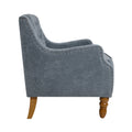 Grey Accent Chair, Living Room Chair, Footrest Chair Set With Vintage Brass Studs, Button Tufted Upholstered Armchair For Living Room, Comfy Reading Chair For Bedroom, Reception Room Grey Linen