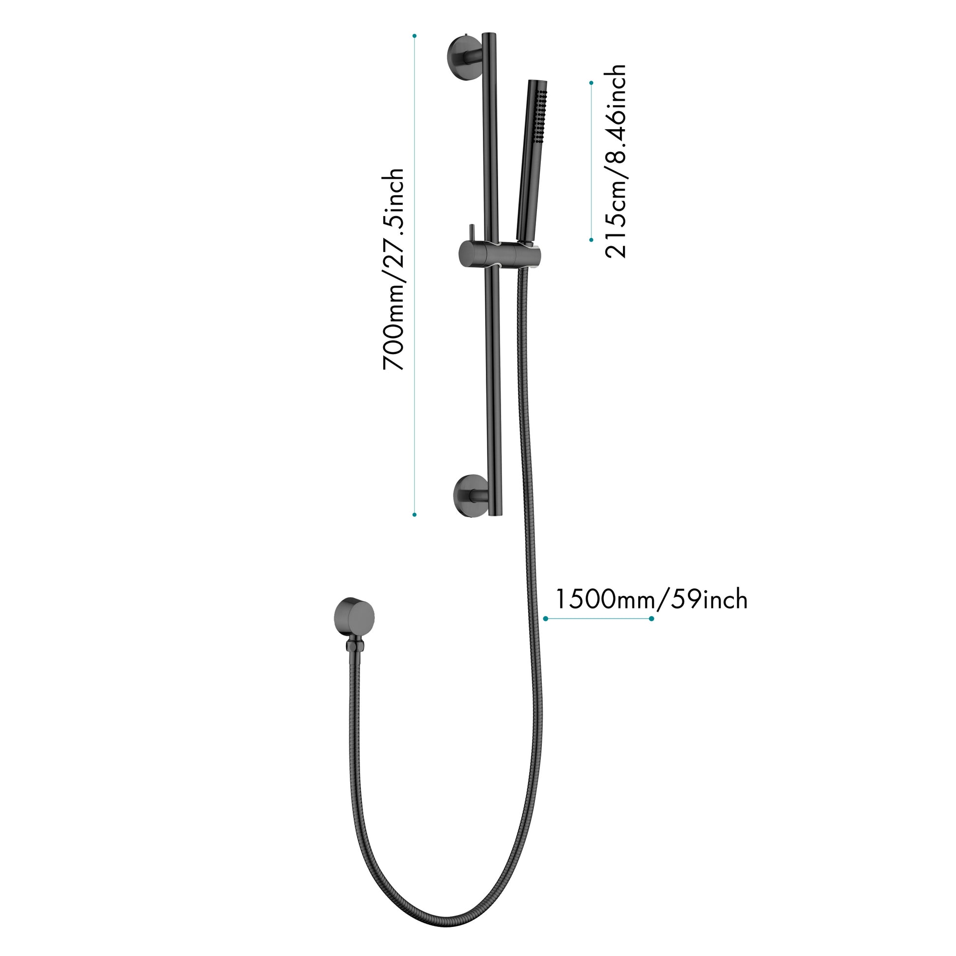 Eco Performance Handheld Shower With 28 Inch Slide Bar And 59 Inch Hose Matt Black Stainless Steel