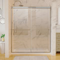 60 In. X 70 In. Traditional Sliding Shower Door In Chrome With Clear Glass Chrome Glass