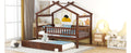 Twin Size Wooden House Bed With Twin Size Trundle, Walnut Twin Walnut Solid Wood Mdf