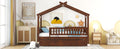 Twin Size Wooden House Bed With Twin Size Trundle, Walnut Twin Walnut Solid Wood Mdf