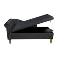 Black Chaise Lounge Indoor,Velvet Lounge Chair For Bedroom With Storage & Pillow,Modern Upholstered Rolled Arm Chase Lounge For Sleeping With Trim For Living Room Bedroom Office Black Velvet