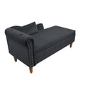 Black Chaise Lounge Indoor,Velvet Lounge Chair For Bedroom With Storage & Pillow,Modern Upholstered Rolled Arm Chase Lounge For Sleeping With Trim For Living Room Bedroom Office Black Velvet