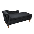 Black Chaise Lounge Indoor,Velvet Lounge Chair For Bedroom With Storage & Pillow,Modern Upholstered Rolled Arm Chase Lounge For Sleeping With Trim For Living Room Bedroom Office Black Velvet