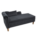 Black Chaise Lounge Indoor,Velvet Lounge Chair For Bedroom With Storage & Pillow,Modern Upholstered Rolled Arm Chase Lounge For Sleeping With Trim For Living Room Bedroom Office Black Velvet