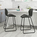 Set Of 2, Leather Bar Chair With High Density Sponge, Pu Chair Counter Height Pub Kitchen Stools For Dining Room,Homes,Bars, Kitchens,Gray Gray Pu