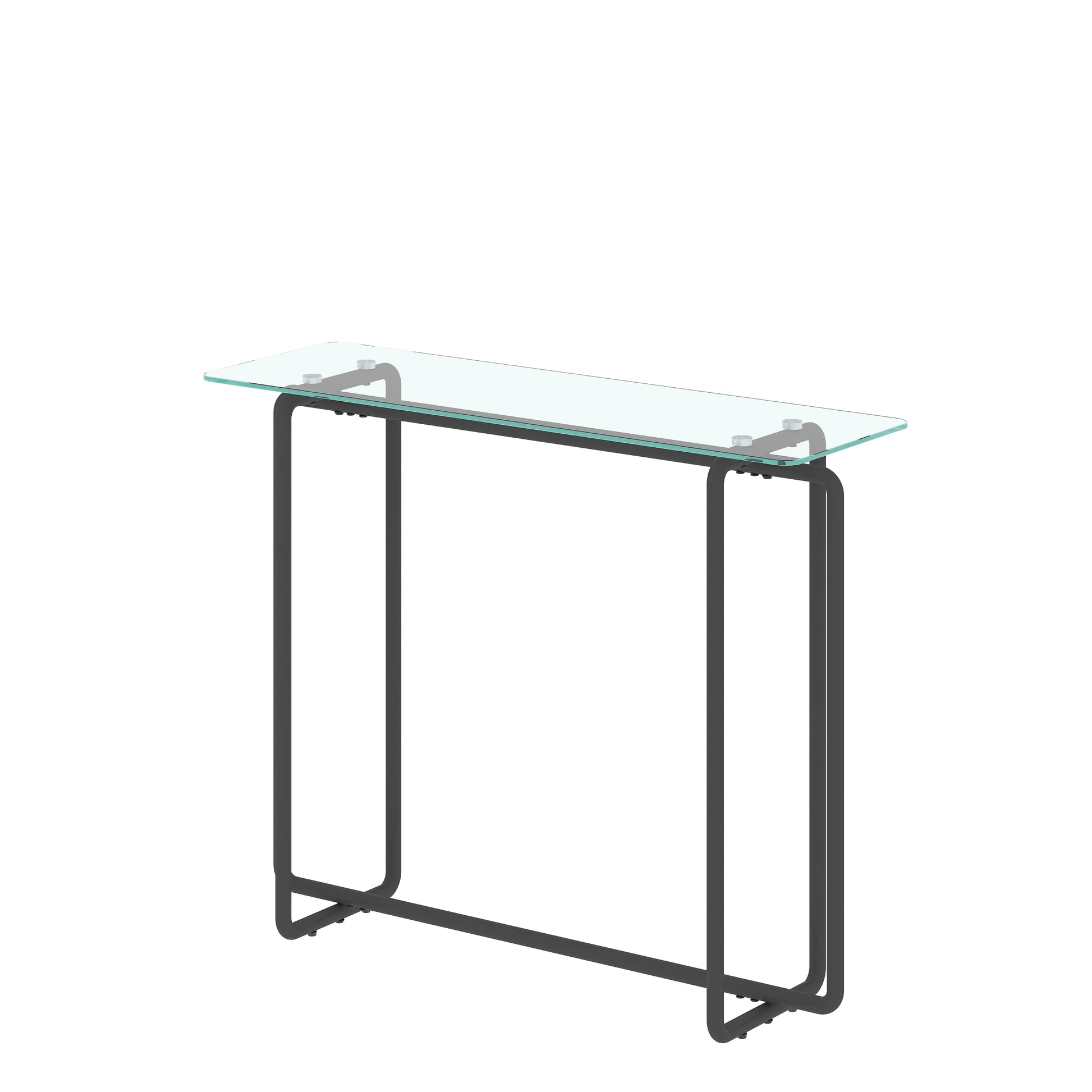 Console Table Single Layer Tempered Glass Rectangular Porch Table Black Leg Double Tempered Glass Tea Table,Transparent Transparent Tempered Glass