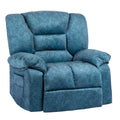 Oversized Recliner Chair Sofa With Massage And Heating Blue Velvet Manual Handle Metal Primary Living Space Soft Cushion Back Heavy Duty American Traditional,Contemporary,Modern Pillow Top Arms Foam Fabric