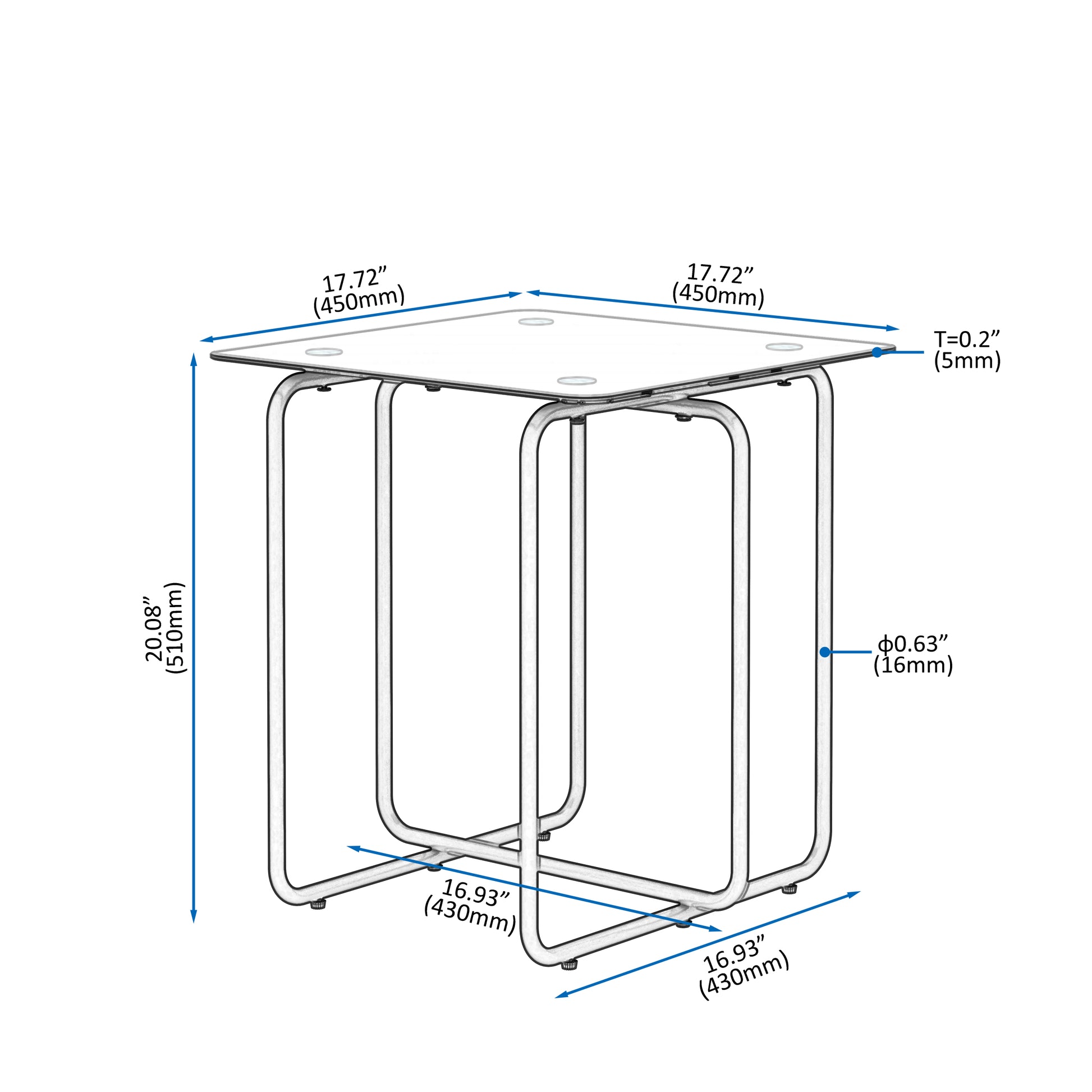 Modern Tempered Glass Coffee Table End Table Side Table For Living Room,Bedroom, Black Black Glass