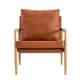 Pu Leather Accent Arm Chair Mid Century Modern Upholstered Armchair With Imitation Solid Wood Color Metal Frame Extra Thick Padded Backrest And Seat Cushion Sofa Chairs For Living Room Sf 010 Brown Foam Pu