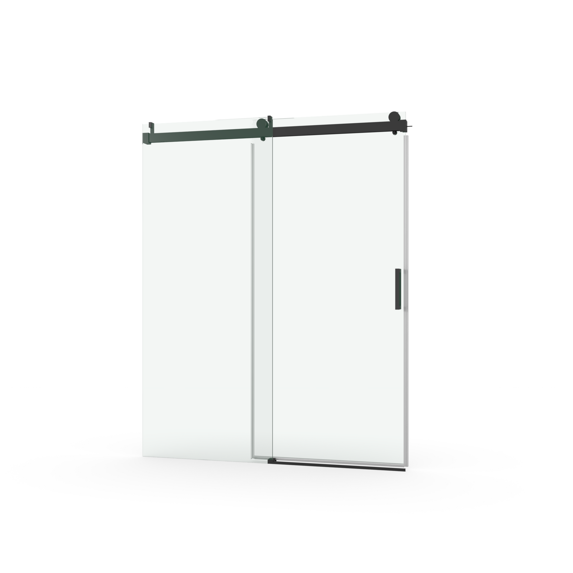 56" 60" W X 76" H Frameless Soft Closing Single Sliding Shower Door, 3 8" 10Mm Tempered Glass With Easy Cleaning Coating, Matte Black 22D01 60Mb Matte Black Bathroom Stainless Steel