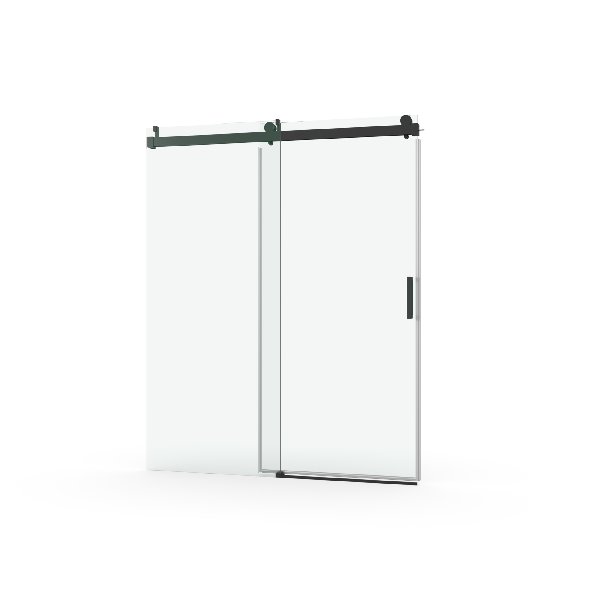 56" 60" W X 76" H Frameless Soft Closing Shower Door, 1 4" 6Mm Tempered Glass Single Sliding With Explosion Proof Coating, Matte Black 24D01 60Mbx Matte Black Bathroom Tempered Glass